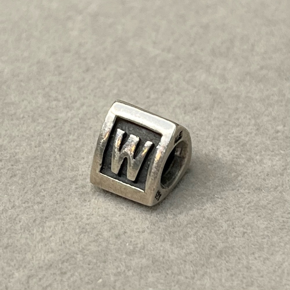 Pandora Letter W Block Triangle Charm Initial Alphabet Sterling Silver 925 ALE